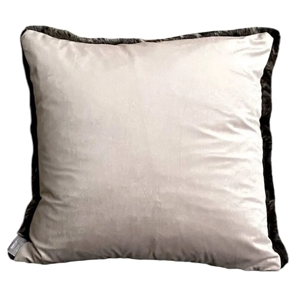 Two (2) Aviva Stanoff Black/Brown Faux Fur Luxury Designer Pillows New Cabin